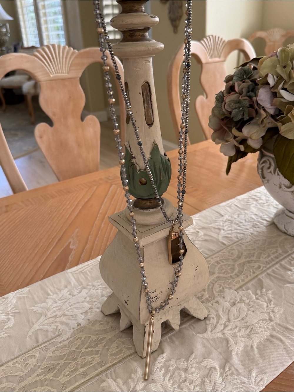Crystal & Rhinestone Chain Necklace Set w/Geode Stone Pendant - Like New!